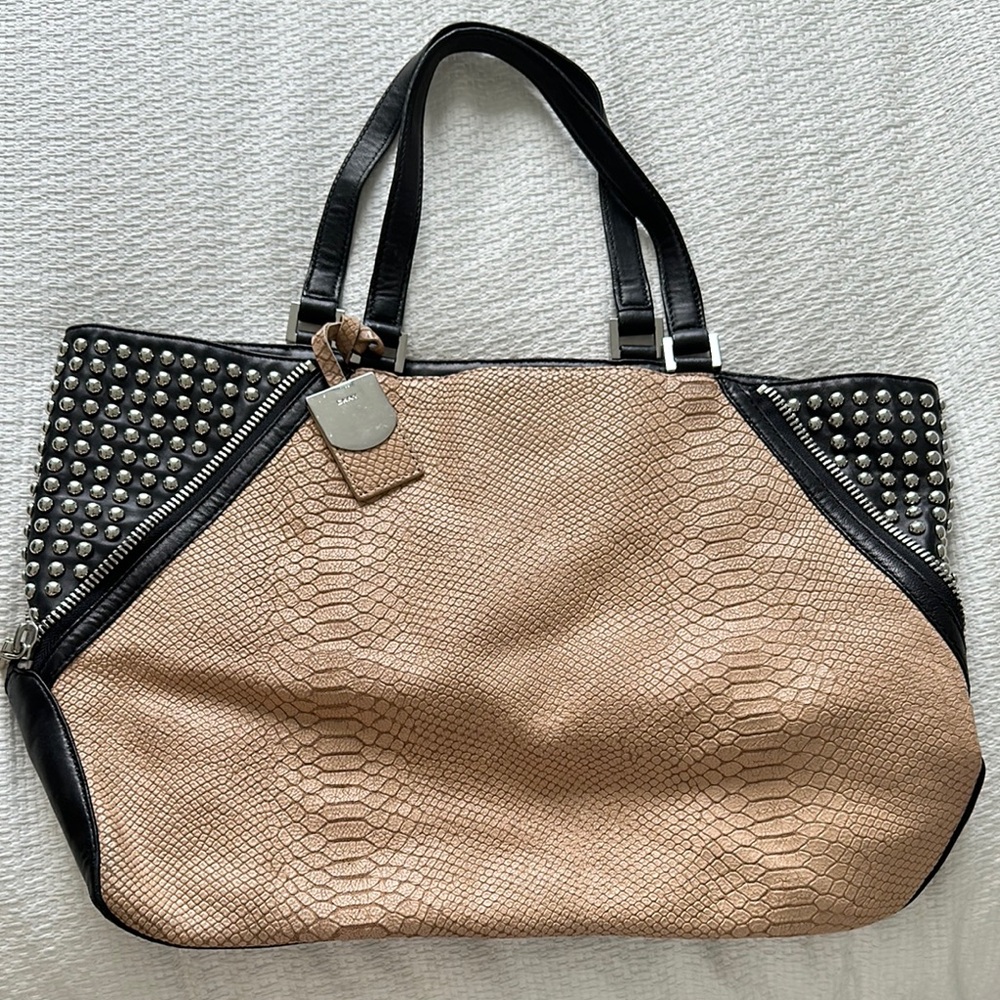 Stylish DKNY Tan and Black Women's Tote Bag